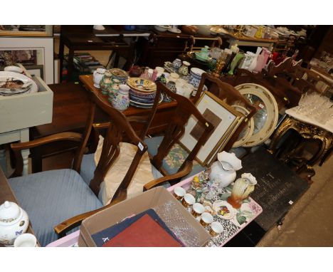 A pair of Chippendale style elbow chairs together with six various Chippendale style chairs