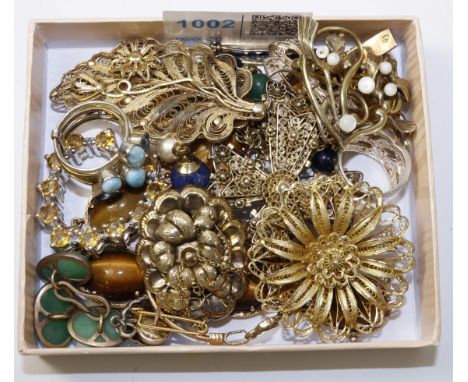 Vintage and later silver-gilt costume jewellery in one box   Condition Report   Click here for further images, condition, auc