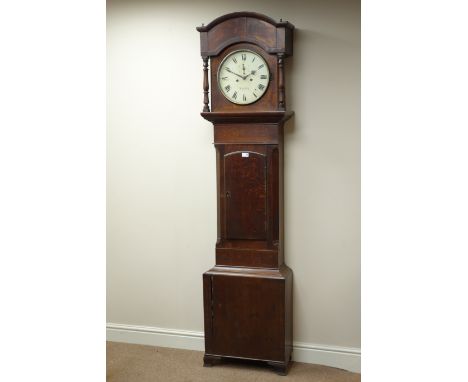 Early 19th century oak longcased clock, eight day movement with subsidiary second hand, enamel dial signed 'Lincoln', H208cm 