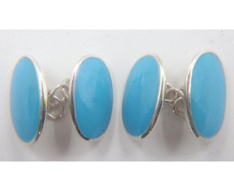 925 silver and enamel cufflinks. UK P&amp;P Group 0 (£6+VAT for the first lot and £1+VAT for subsequent lots) 