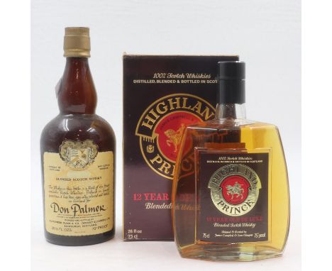 Bottle of Don Palmer, boxed bottle of Highland blended whiskies. UK P&amp;P Group 3 (£30+VAT for the first lot and £8+VAT for