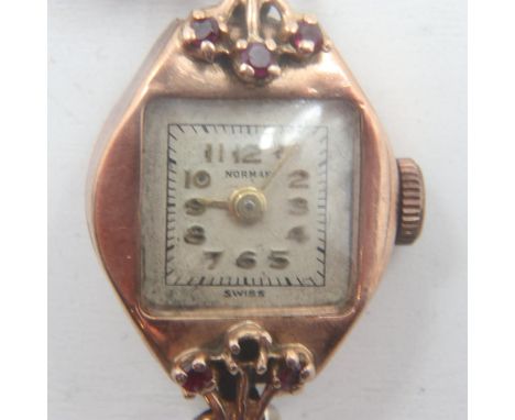 14ct gold ladies Norman wristwatch, 1.0g. UK P&amp;P Group 1 (£16+VAT for the first lot and £2+VAT for subsequent lots)