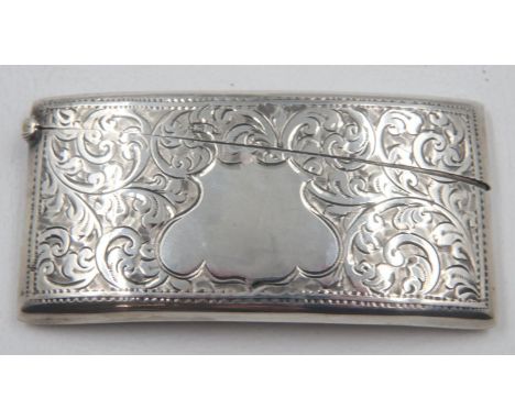 Hallmarked silver card case with engraved decoration, maker S&amp;BM, Birmingham assay, 32g. UK P&amp;P Group 1 (£16+VAT for 
