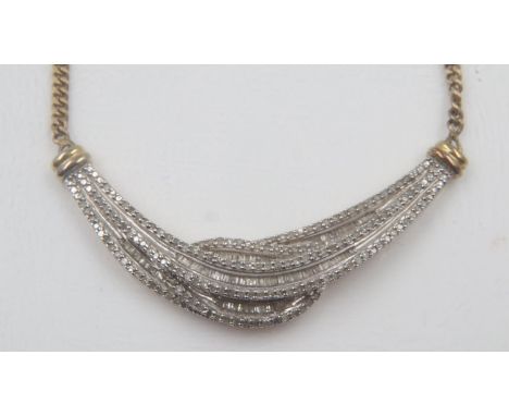 925 silver gilt pendant diamond set necklace, length 55mm, 13.3g UK P&amp;P Group 0 (£6+VAT for the first lot and £1+VAT for 