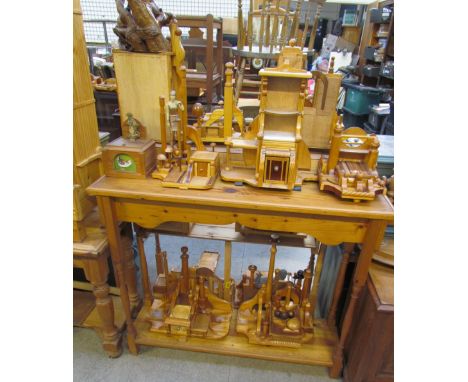 Bryan Gibbons, Cardiff - A pine shelf unit together with a collection of table top cabinets