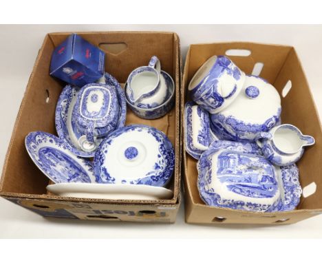 Collection of Spode tableware in Italian garden pattern, items to include teapot, large plate and bowl, dishes with covers, b