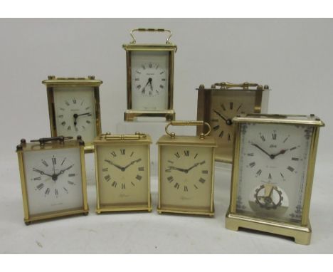 Bayard 8 day brass carriage clock timepiece, signed white Roman dial, Duverdrey &amp; Bloqel 7 jewel unadjusted movement no. 