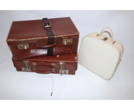 Collection of woven plastic, Lucite and wicker c1950s and later handbags (6), and three faux leather vintage cases