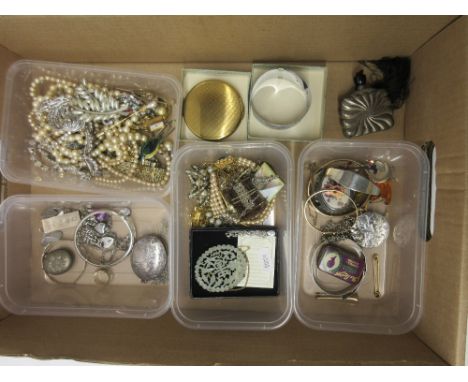 Collection of silver jewellery including a bangle, ring, locket, ingot etc. 3.915ozt, and a collection of costume jewellery i