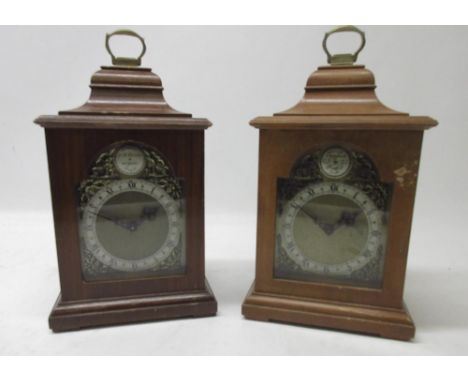 Rotheram's 8 day George III style mahogany mantle timepiece, caddy top with brass carrying handle, brass dial with matted cen