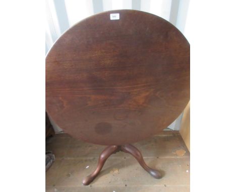 Geo.111 mahogany tripod table, circular birdcage tilt top on vase turned column with cabriole legs, D89cm H72cm