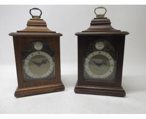 Rotheram's 8 day George III style mahogany mantle timepiece, caddy top with brass carrying handle, brass dial with matted cen