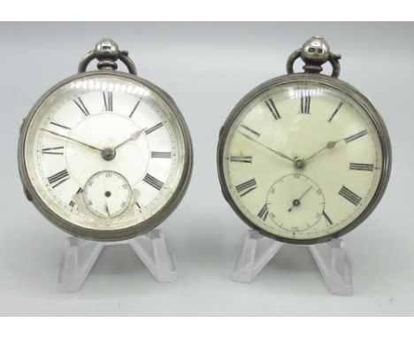 Arthur Nevill, London, silver key wound pocket watch, cream enamel Roman dial with subsidiary seconds, engraved double bottom