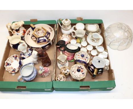 Collection of ceramics incl. a Beswick West Highland Terrier, Adams Chinese bird pattern jug and other jugs, Royal Doulton fi