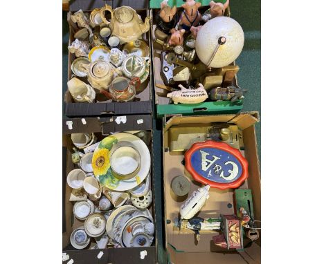 Collection of decorative items, incl. metal money boxes and other metalware; ceramics incl. Wade NatWest piggy banks, etc. (4