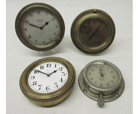 Ripaults, Kings Road, London, 8 day plated car clock, signed silvered Arabic dial, D8.8cm; Duco 8 day brass cockpit - car das