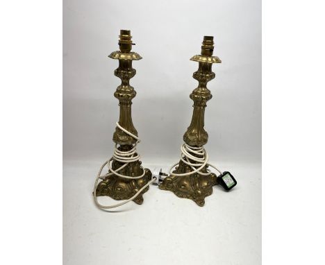 Pair of candlestick style table lamps, H43.5cm