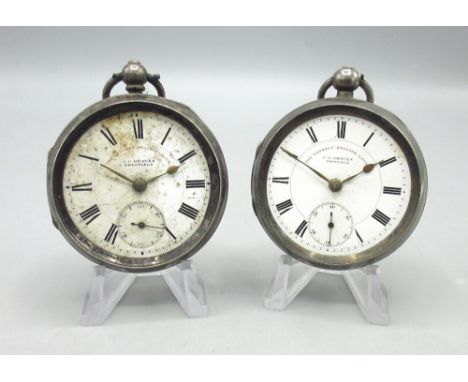 J. G. Graves Sheffield, The 'Express' English Lever silver key wound pocket watch, silver white enamel Roman dial with subsid