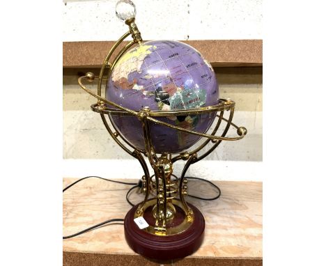 Gemstone illuminating Globe on ornate brass pinnacle with crystal ball finial