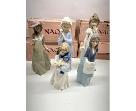 Collection of NOA by LLadro incl. 'We Are Sleepy', H22cm; 'Waiting for Spring' (girl in white apron), with box, H24.5cm; A no