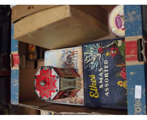 Box of vintage tins