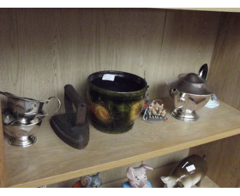 Shelf of mixed items.