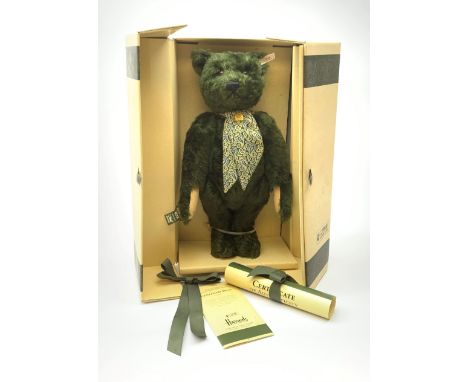 Steiff limited edition Harrods Centenary Bear No.1127/2000, with musical movement playing 'Anniversary Waltz' H17"/43cm in or