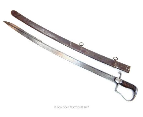 A British 1796, Napoleonic War, cavalry Officer's Sword and original Scabbard; with unusual double-edged spear point blade (o