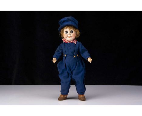 A rare SFBJ 245 googly eyed boy doll,  with large round blue glass side glancing sleeping eyes, sunburst painted eyelashes, s