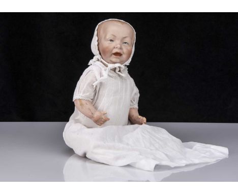 A Kammer & Reinhardt 100 Kaiser character baby,  with blue painted eyes, detailed characterful modelling in face, open/closed