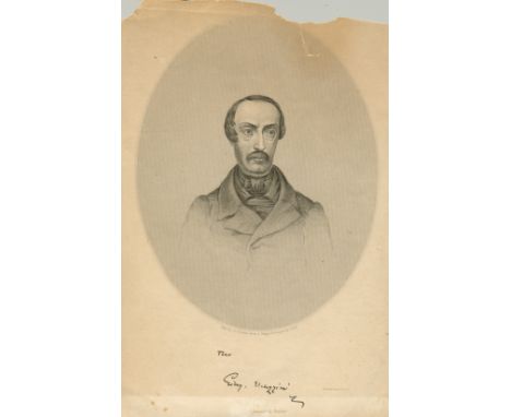 MAZZINI GIUSEPPE: (1805-1872) Italian Politician and Activist for the for the unification of Italy. Signed printed ink portra