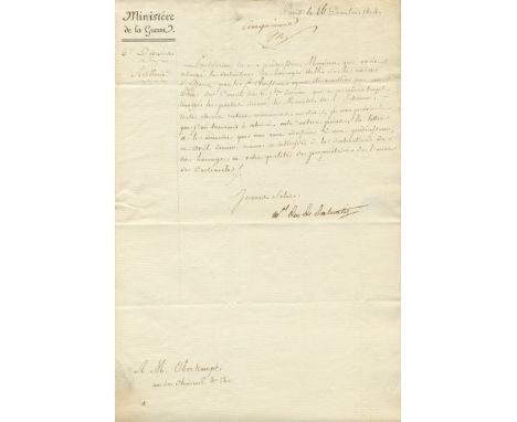 SOULT NICOLAS JEAN DE DIEU: (1769-1851) Marshal of France, Duc de Dalmatie. D.S., Mrl Duc de Dalmatie, one page, folio, Paris