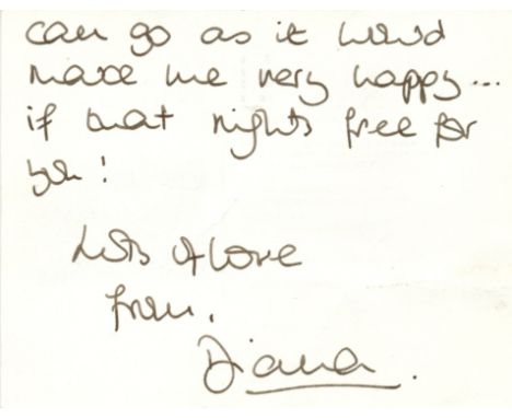 DIANA: (1961-1997) Princess of Wales. A.L.S., Diana, two pages, 12mo, Kensington Palace, Wednesday 19th October 1988, to Jane