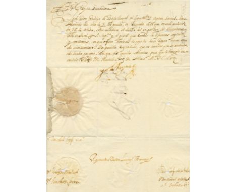 


[MARIANA OF AUSTRIA]: (1634-1696) Queen Consort of Spain 1649-65, second wife of King Philip IV. Manuscript Document, bear