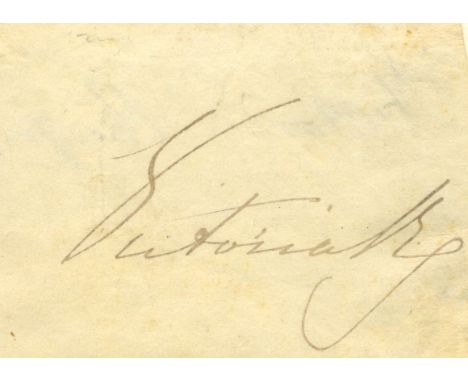 VICTORIA: (1819-1901) Queen of the United Kingdom Great Britain &amp; Ireland 1837-1901. Fine ink youth signature ('Victoria 