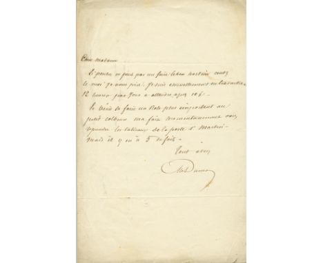 DUMAS ALEXANDRE: Père. (1802-1870) French Writer whose works include The Three Musketeers. A.L.S., A. Dumas, one page, 8vo, n