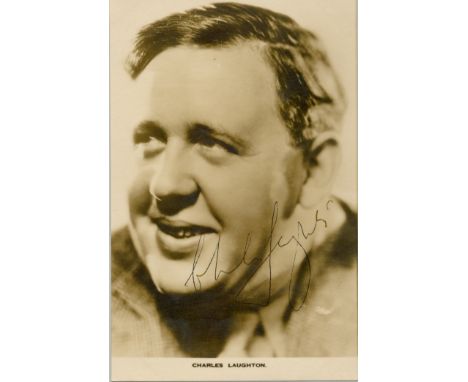 LAUGHTON CHARLES: (1899-1962) English Actor. Academy Award winner. Vintage signed 3.5 x 5.5 photograph by Laughton, the image