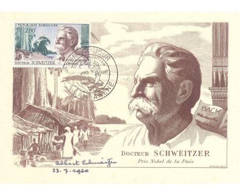 SCHWEITZER ALBERT: (1875-1965) Alsatian Theologian, Musician, Philosopher &amp; Physician, Nobel Peace Prize winner 1952. Sig