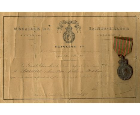 [NAPOLEON I]: (1769-1821) Emperor of France 1804-14, 1815. A patent award, “Médaille de Sainte-Hélène - Napoleon I - created 