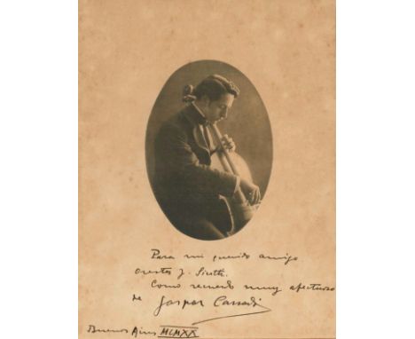 CASSADÓ GASPAR: (1897-1966) Spanish Cellist and Composer. Signed and inscribed 8.5 x 9.5 photograph, the artistic image depic