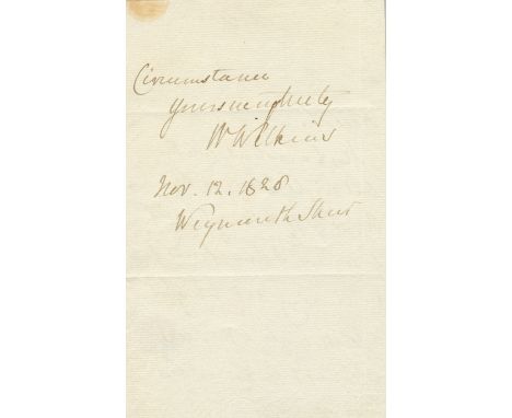 WILKINS WILLIAM: (1778-1839) English Architect who designed the National Gallery in London. A.L.S., W Wilkins, two pages, 8vo
