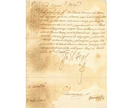 PHILIP III: (1578-1621) King of Spain 1598-1621. D.S., Yo el Rey, as King, one page, folio, Madrid, 5th December 1603, to Her