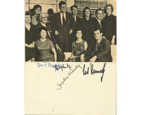 KENNEDY FAMILY: Multiple signed 6 x 7.5 paper photograph by various members of the Kennedy family. Signed by Rose Kennedy (18