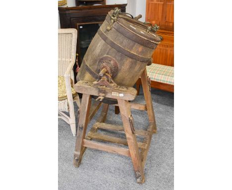 A Late 19th Century Butter Churn on Stand, bearing label R Yates and Sons, Engineers, Malton