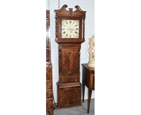 A Mahogany Eight-Day Longcase Clock, early 19th century, 14" square painted dial, signed Jas. Scott, Kendal, 215cm highWith t