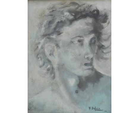 Fulvio de Luca (20th Century) Italian Portrait of a young man, head and shouldersSigned and numbered 969, oil on canvas, 39cm