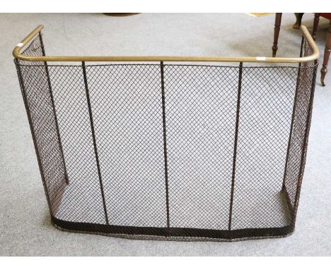 A Georgian Nursery Fireguard, with brass rail and mesh sides, 93cm by 32cm by 70cm