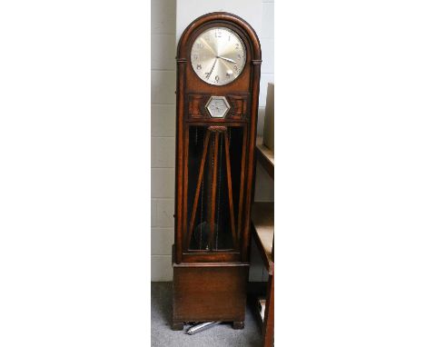 An Art Deco Striking Longcase Clock, case with aneroid barometer, 191cm high