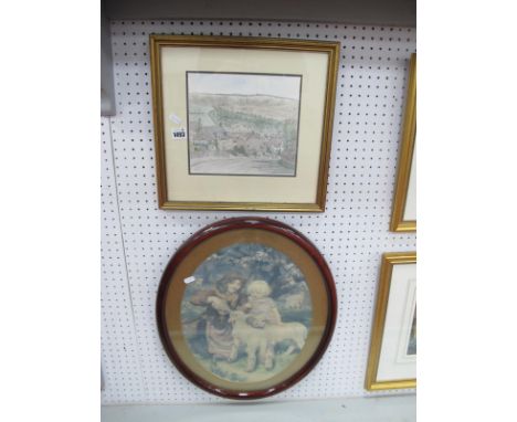 Richard Taylor (Sheffield Artist), Calver, signed lower right, 19.5 x 21.5cm, Lambing scene print, oval. (2).