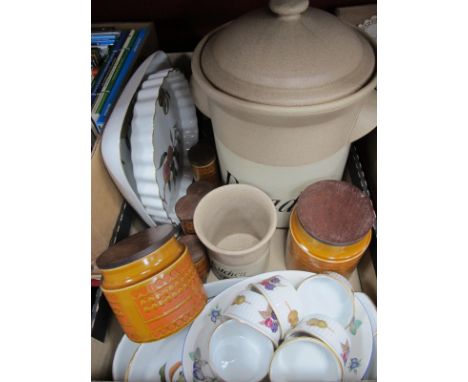 Worcester 'Evesham', Hornsea storage jars, bread crock, etc:- One Box
